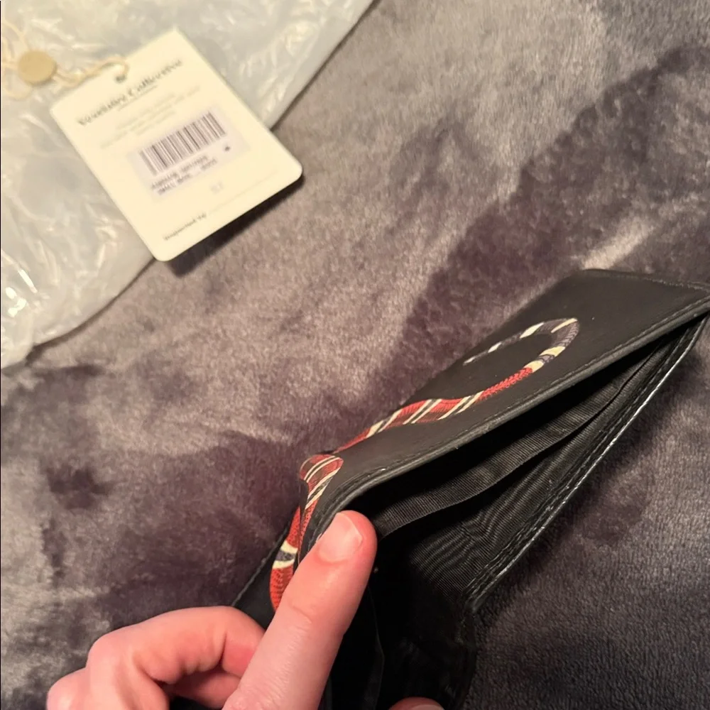 Gucci Black Leather Wallet w/ Kingsnake Motif